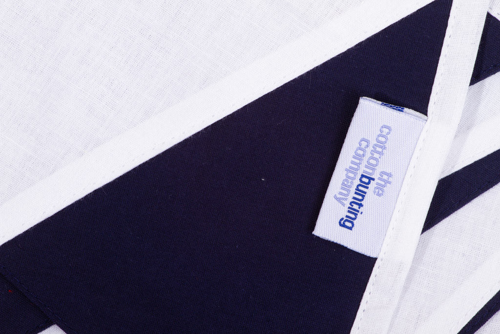 Navy Blue and White Bunting Close Up