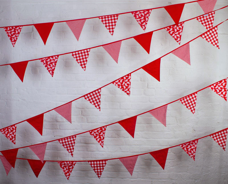 Red Cotton Fabric Bunting with paisley