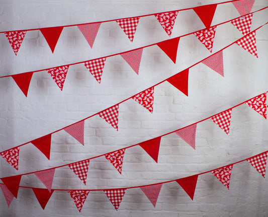 Red Cotton Fabric Bunting with paisley