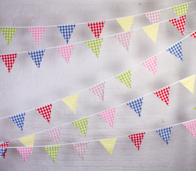 Large Gingham Check Fabric Bunting