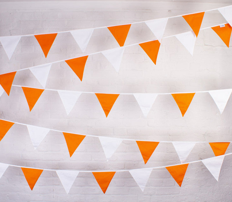 Orange and White Fabric Bunting