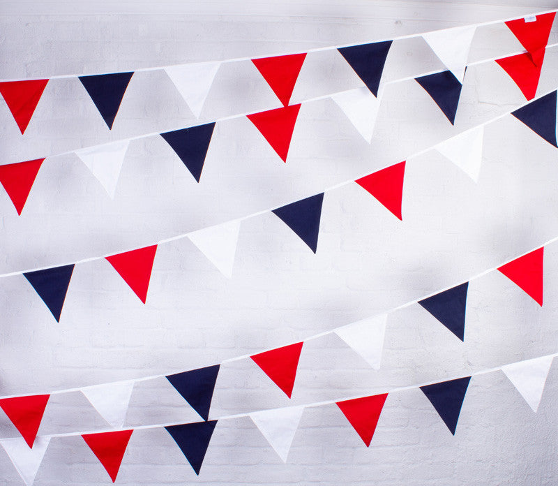 Red White & Blue Cotton Bunting for VE Day Celebrations and street parties