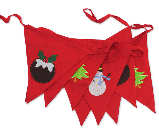 Red Christmas Cotton Bunting
