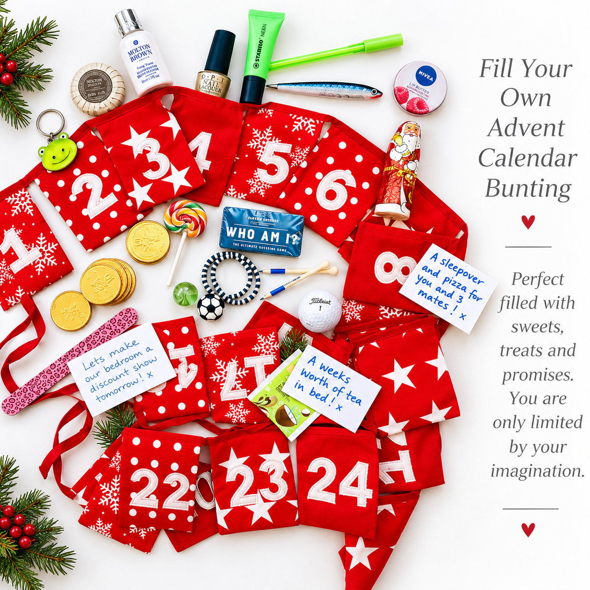 Fill-Your-Own Advent Calendar Bunting 3.2m