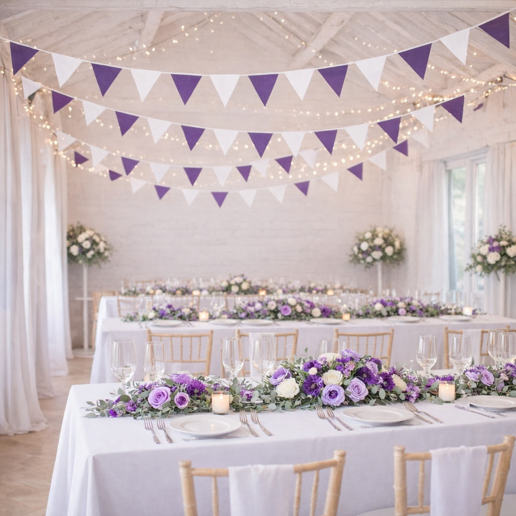 Purple and White Bunting