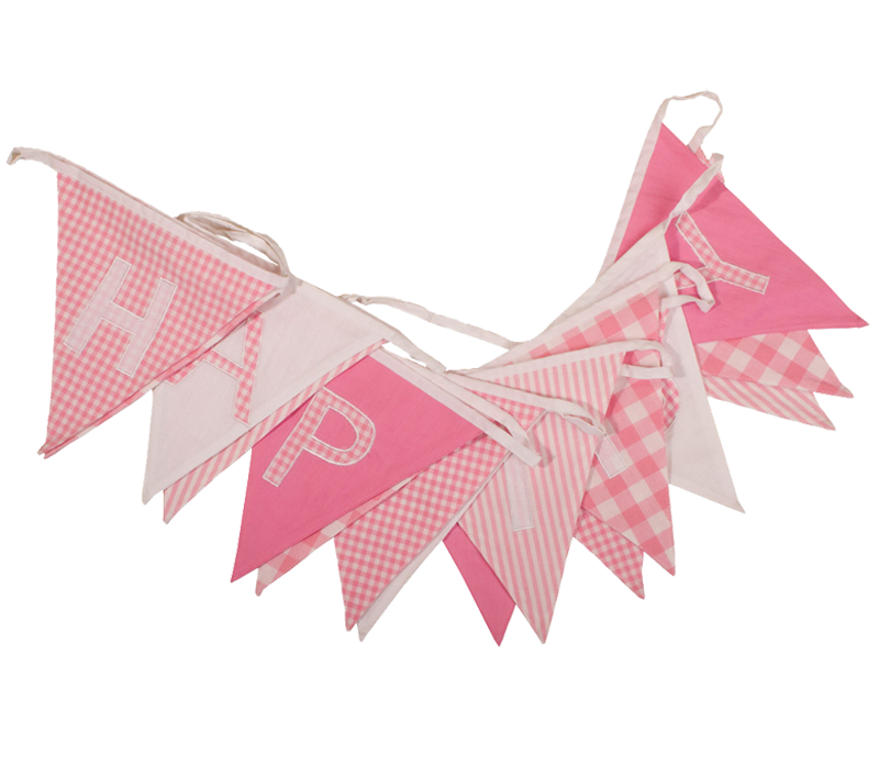 Pink Happy Birthday Bunting from the cotton bunting company to buy online
