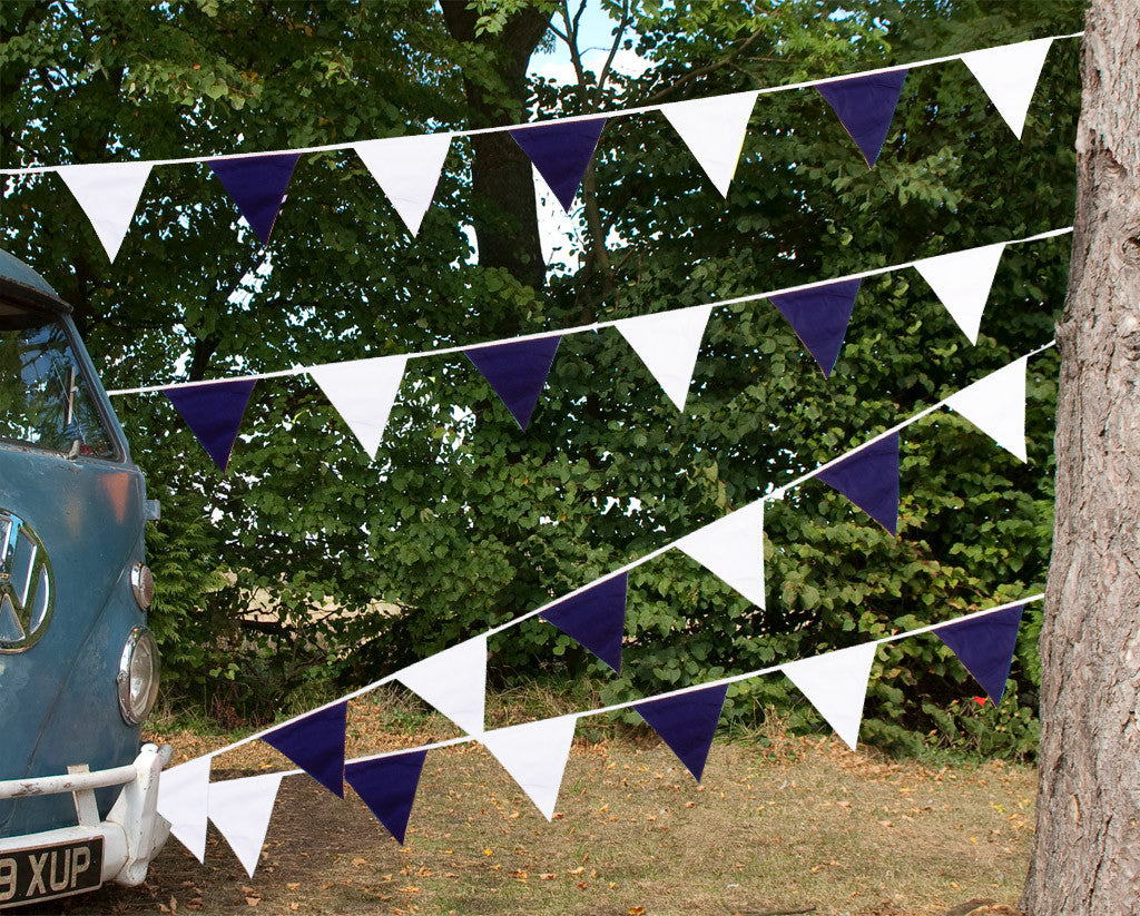 Navy Blue and White Bunting Camper Van