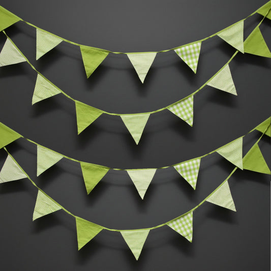 Green triangle flags on a dark background